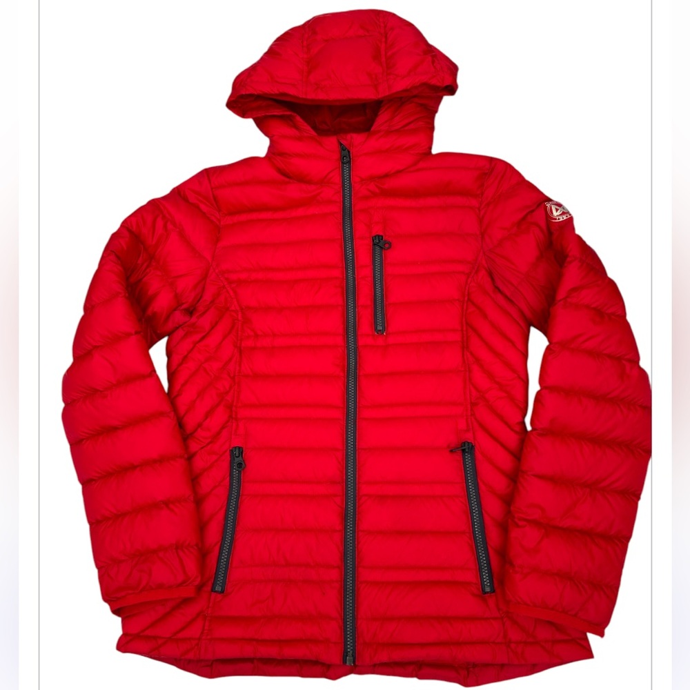 Nautica Jacket M Red Puffer Outdoor Lightweight Water Resistant Hiking